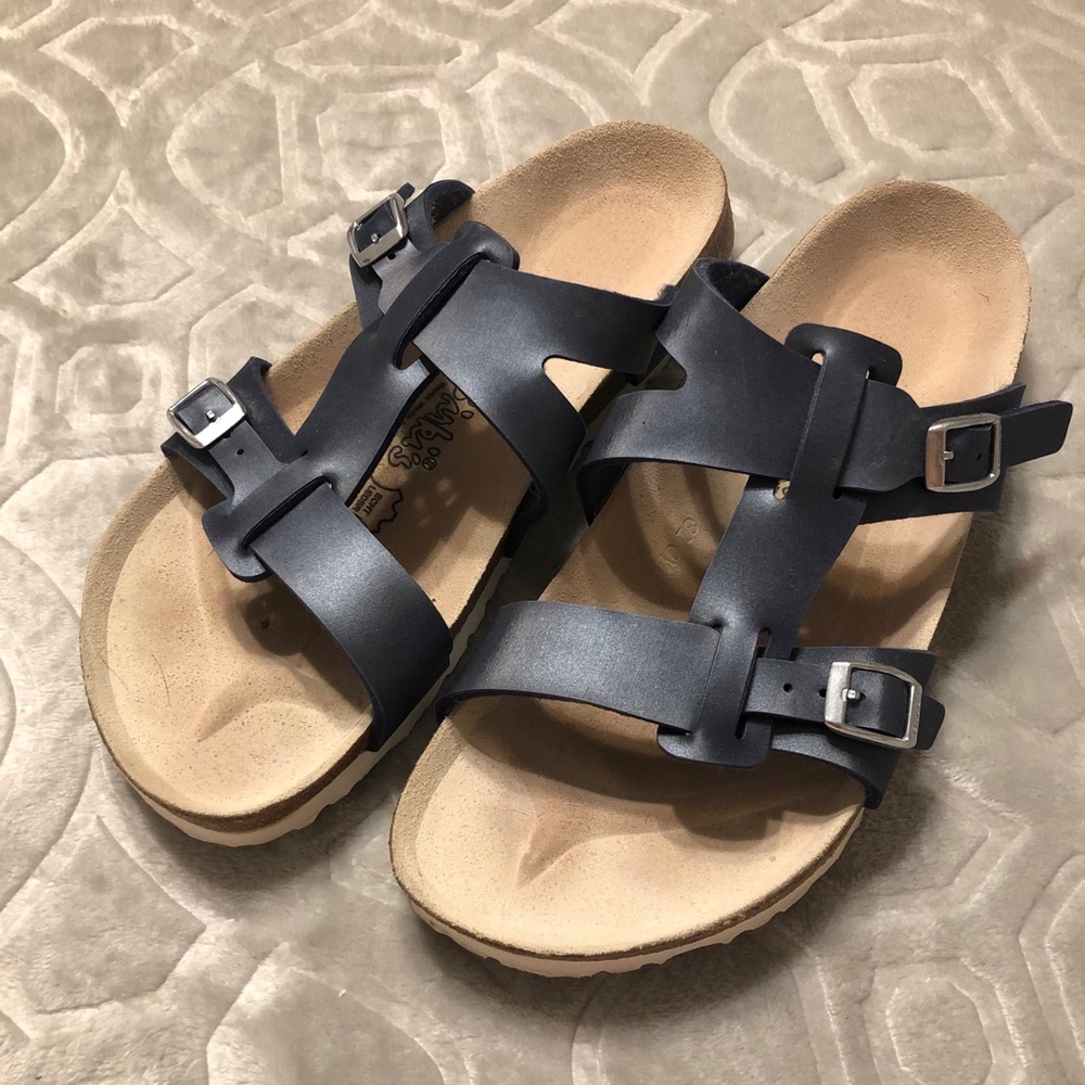 Navy Blue Birkenstock Sandals — Size 9